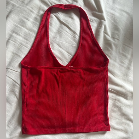 Garage Red Cropped Halter Top - Picture 2 of 3
